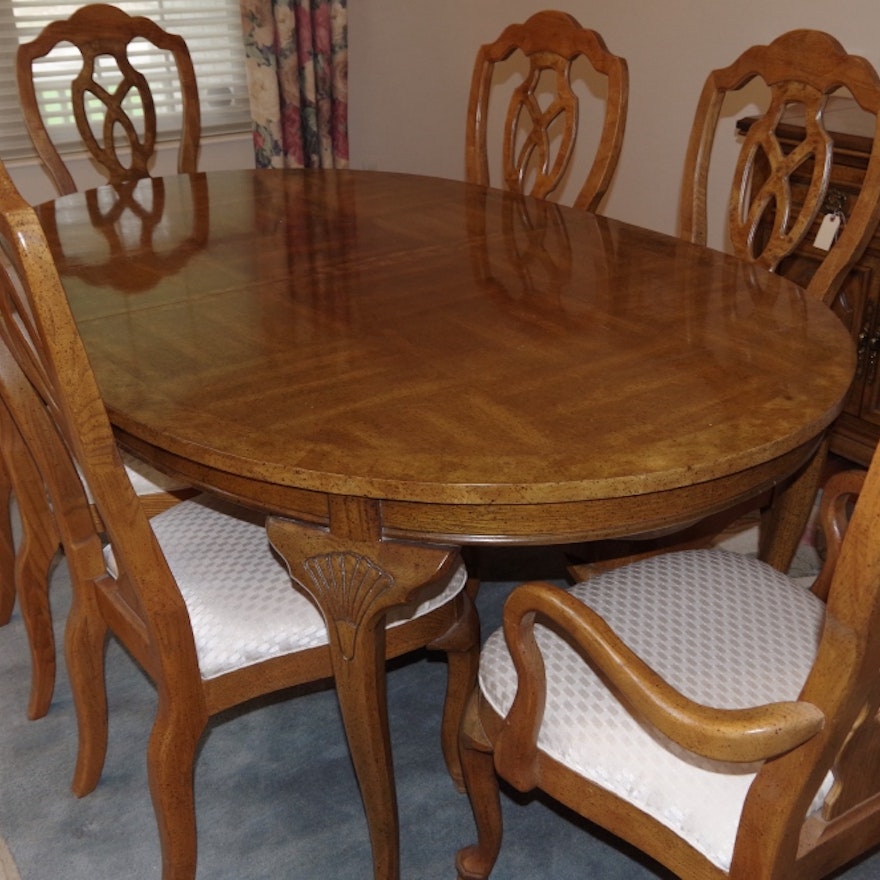 Unique Furniture Makers Pecan Dining Room Table and Chairs EBTH
