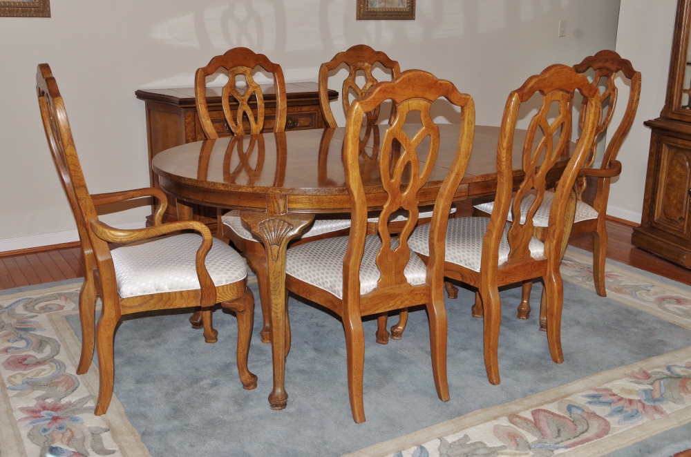 Unique Furniture Makers Pecan Dining Room Table and Chairs EBTH
