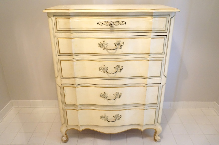 Vintage French Provincial Style Yellow Dresser Ebth