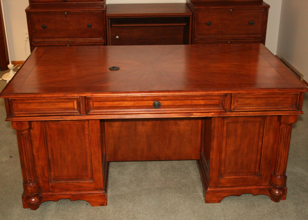 Large Cherry Executive Desk EBTH