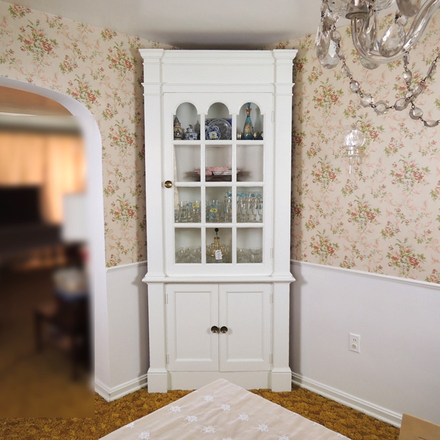 White Corner China Cabinet Right Ebth