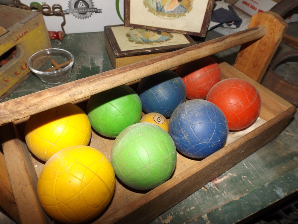 Bocce Ball Set in Vintage Wood Carrier EBTH