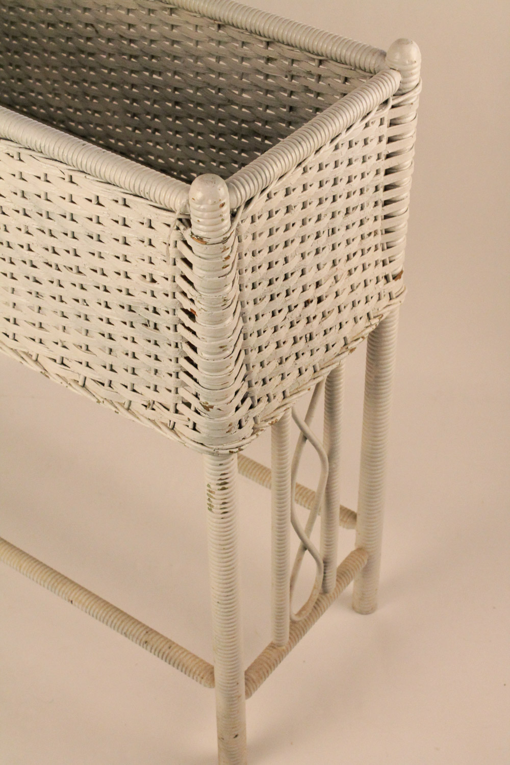 White Wicker Plant Stand EBTH