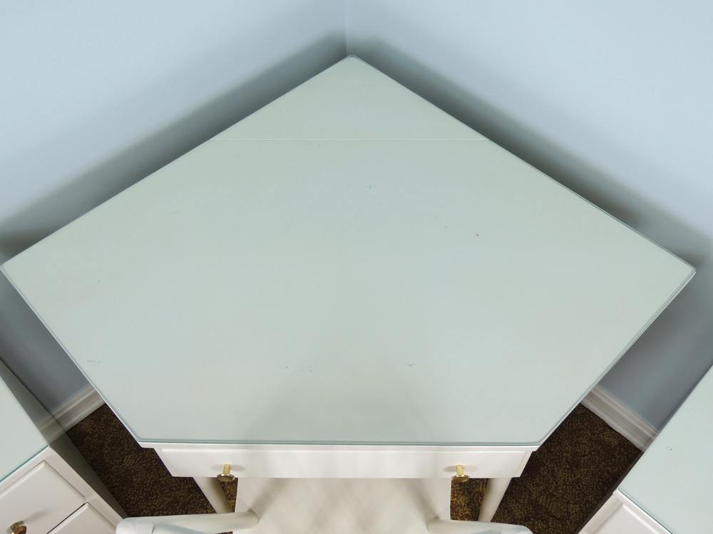 Mid Century White Corner Desk and Chair EBTH