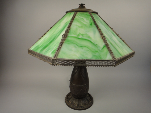 Vintage Art Deco Style Slag Glass Table Lamp EBTH