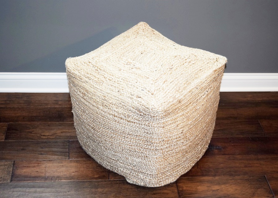 Whimsical Braided Jute Pouf Stool EBTH