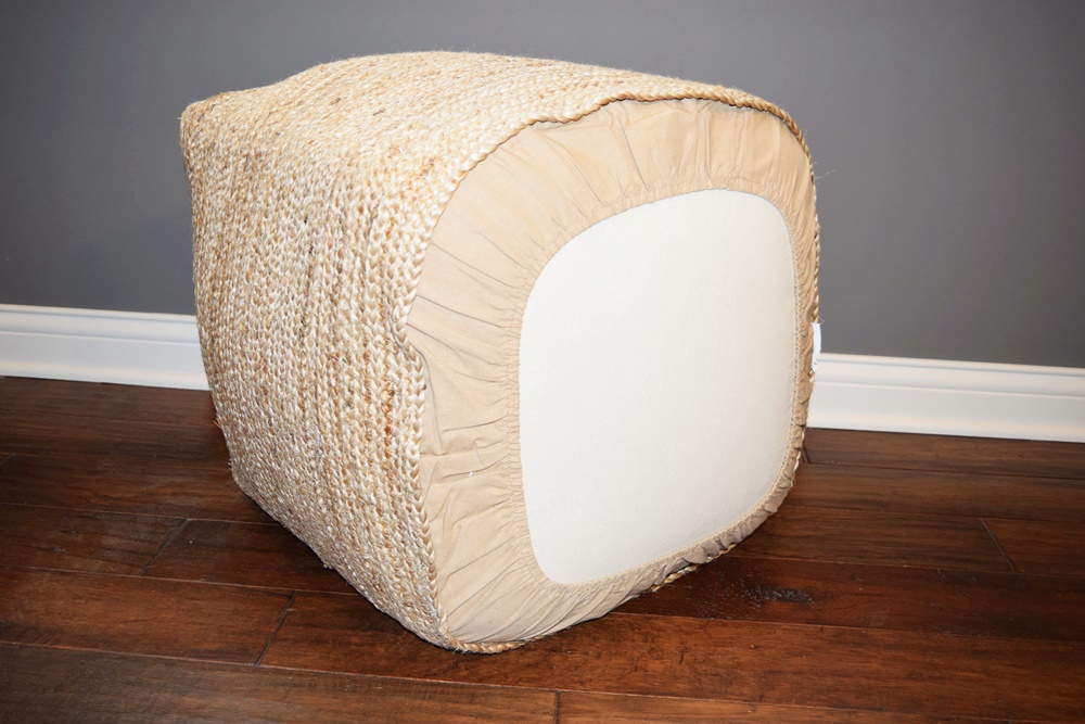 Whimsical Braided Jute Pouf Stool EBTH