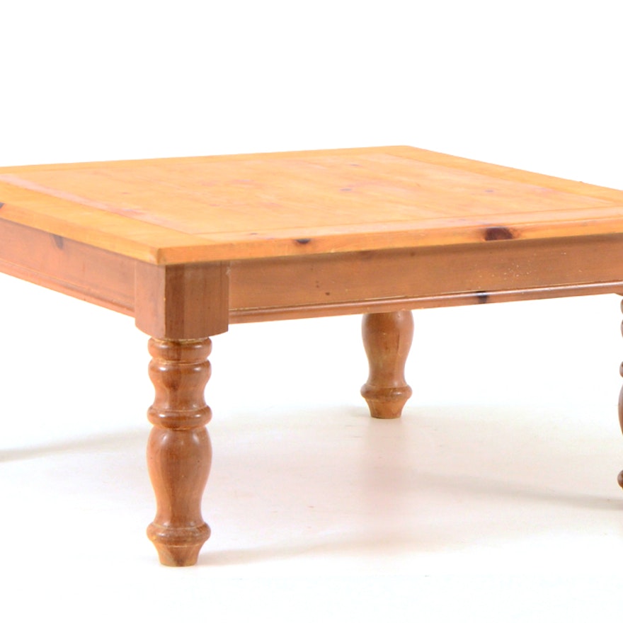 Square Pine Coffee Table Ebth Square Pine Coffee Table