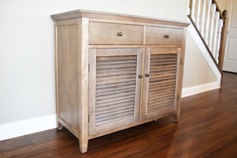 Two Drawer Wood Cabinet In A Pickled Finish Ebth