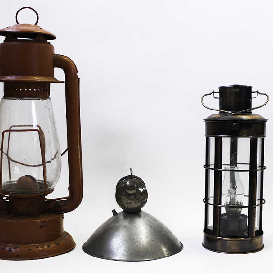 Trio Of Metal Non Electric Lamps Trio Of Metal Non Electric Lamps