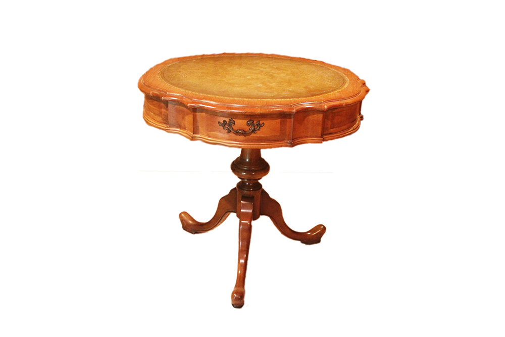 Leather Top Drum Table EBTH