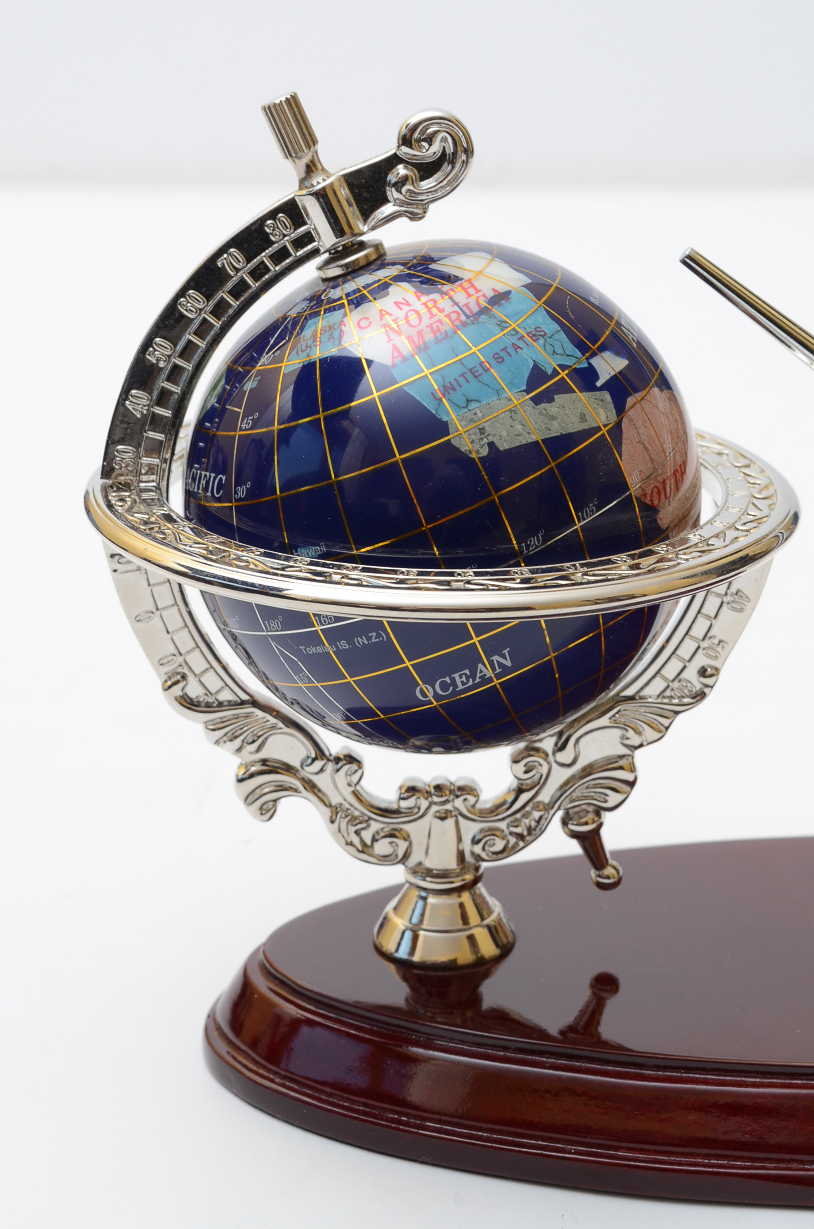 Gemstone Globe and Pen Desk Set EBTH