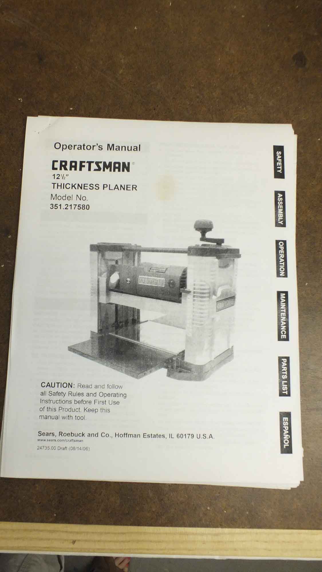 Craftsman Thickness Planer EBTH