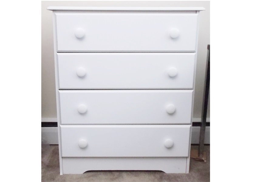 Four Drawer White Laminate Dresser Ebth