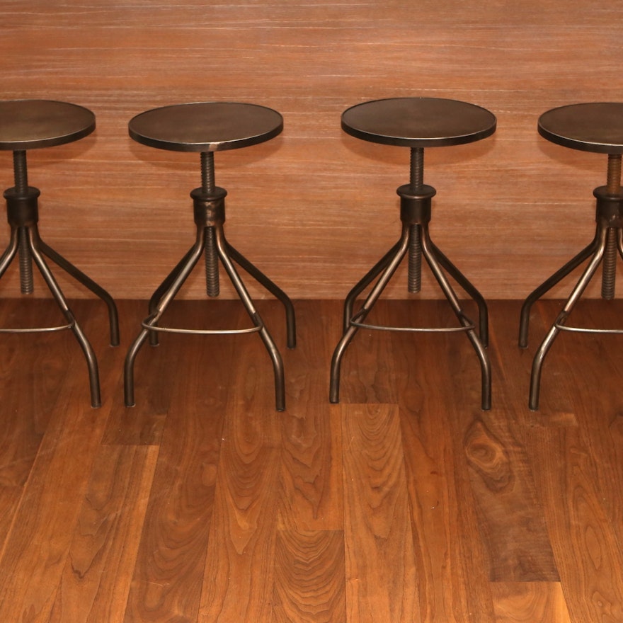 Four Steel Bar Stools from ABC Carpet & Home