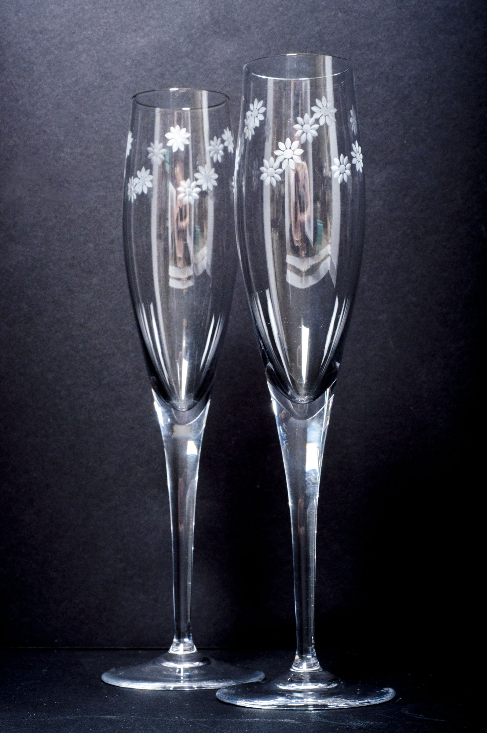 Tiffany Crystal Daisy Champagne Flutes EBTH