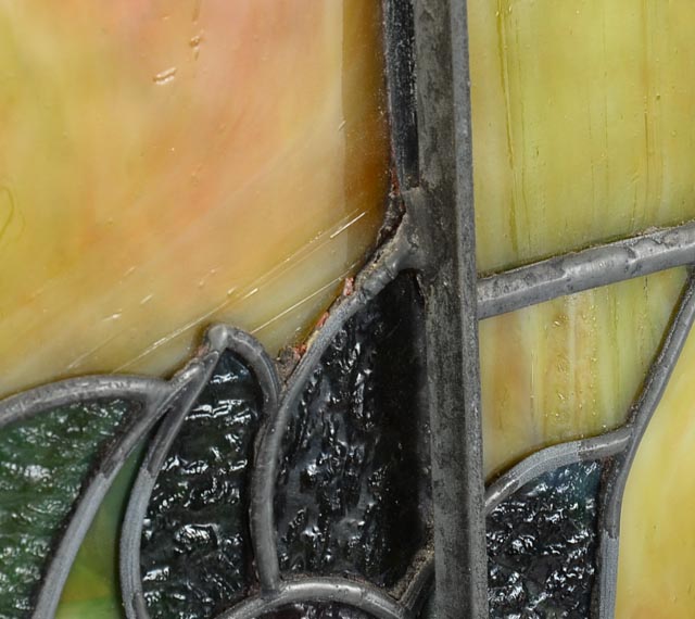 Leaded Stained and Slag Glass Panel of Fruit Bowl EBTH