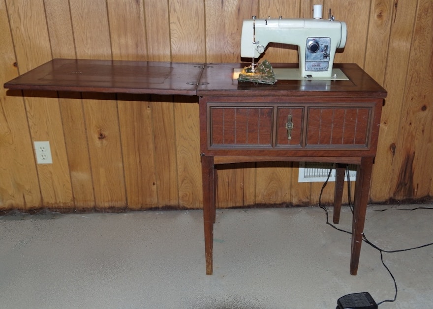 Vintage Sears Kenmore Sewing Machine In Cabinet Ebth