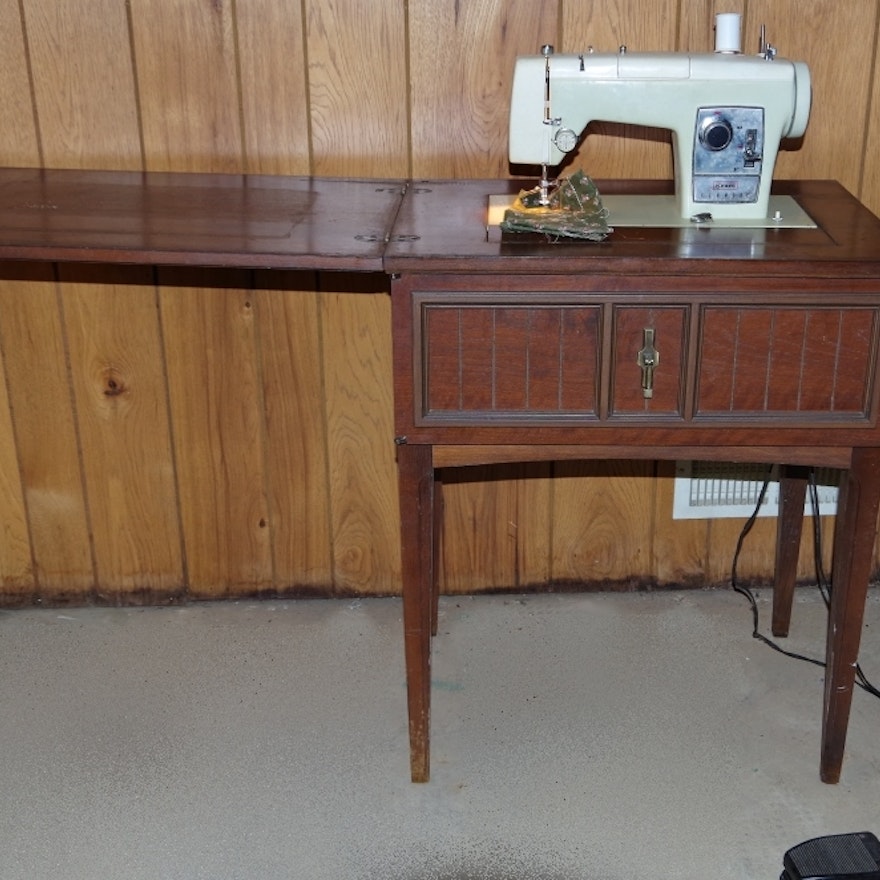 Vintage Sears Kenmore Sewing Machine In Cabinet Ebth
