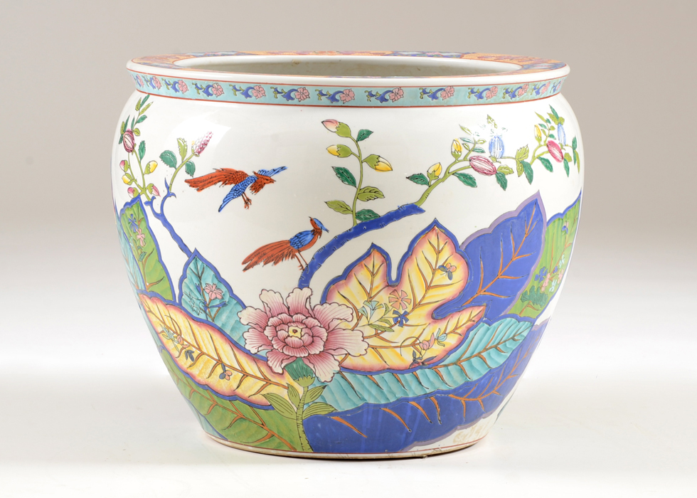 Chinese Style Glazed Ceramic Fishbowl / Planter EBTH