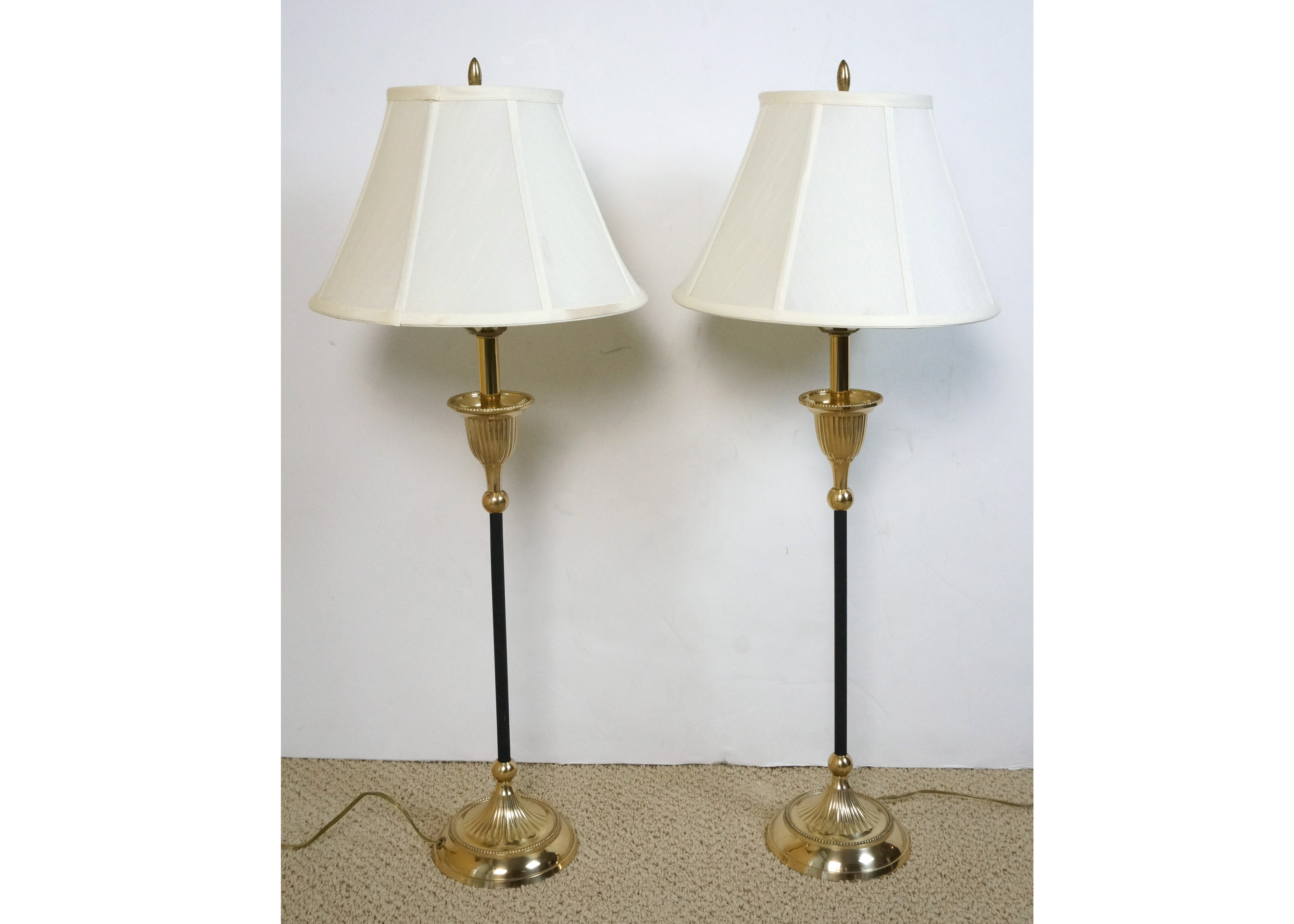 Pair of Candlestick Buffet Lamps with White Shades EBTH