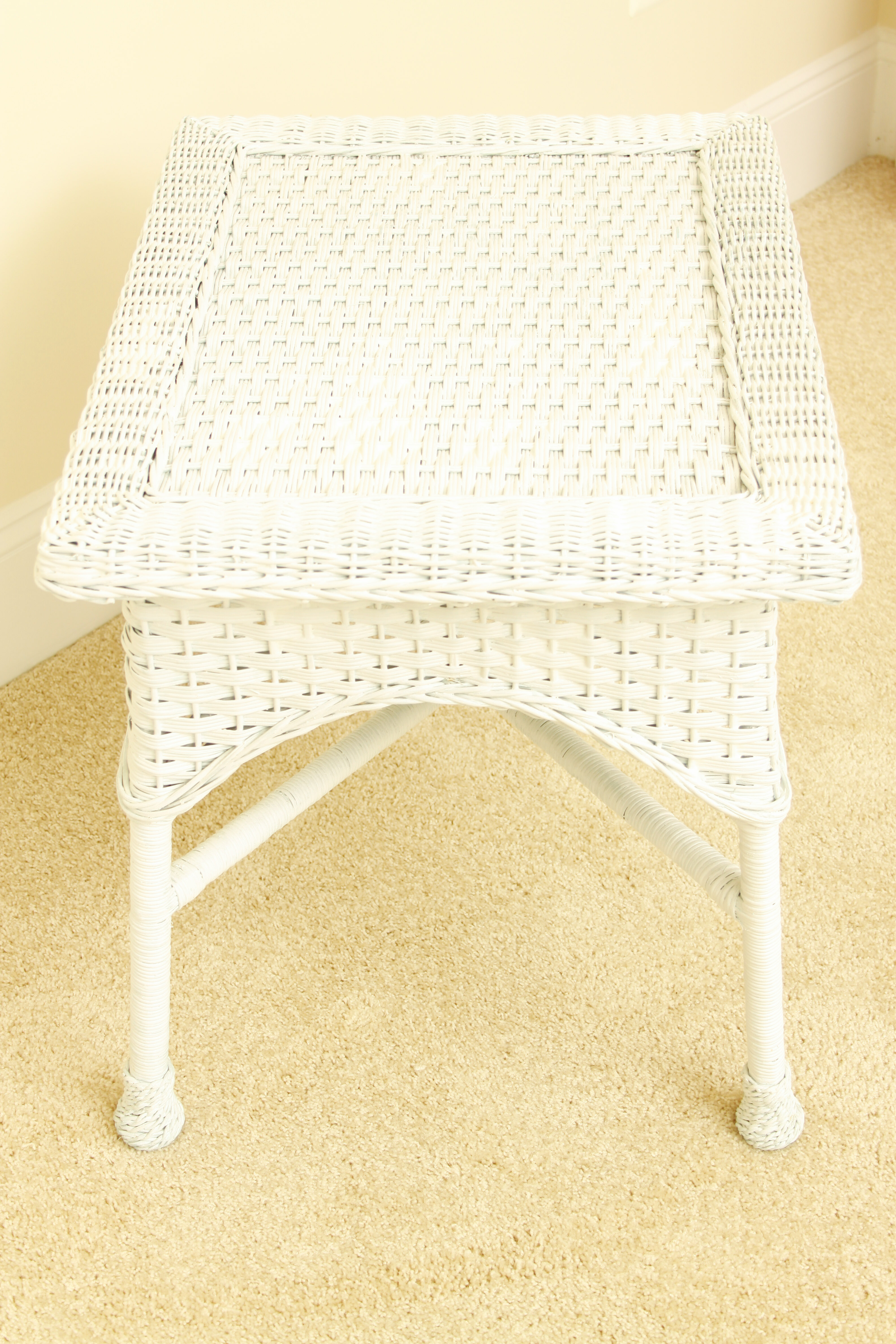 Vintage White Wicker Side Tables EBTH