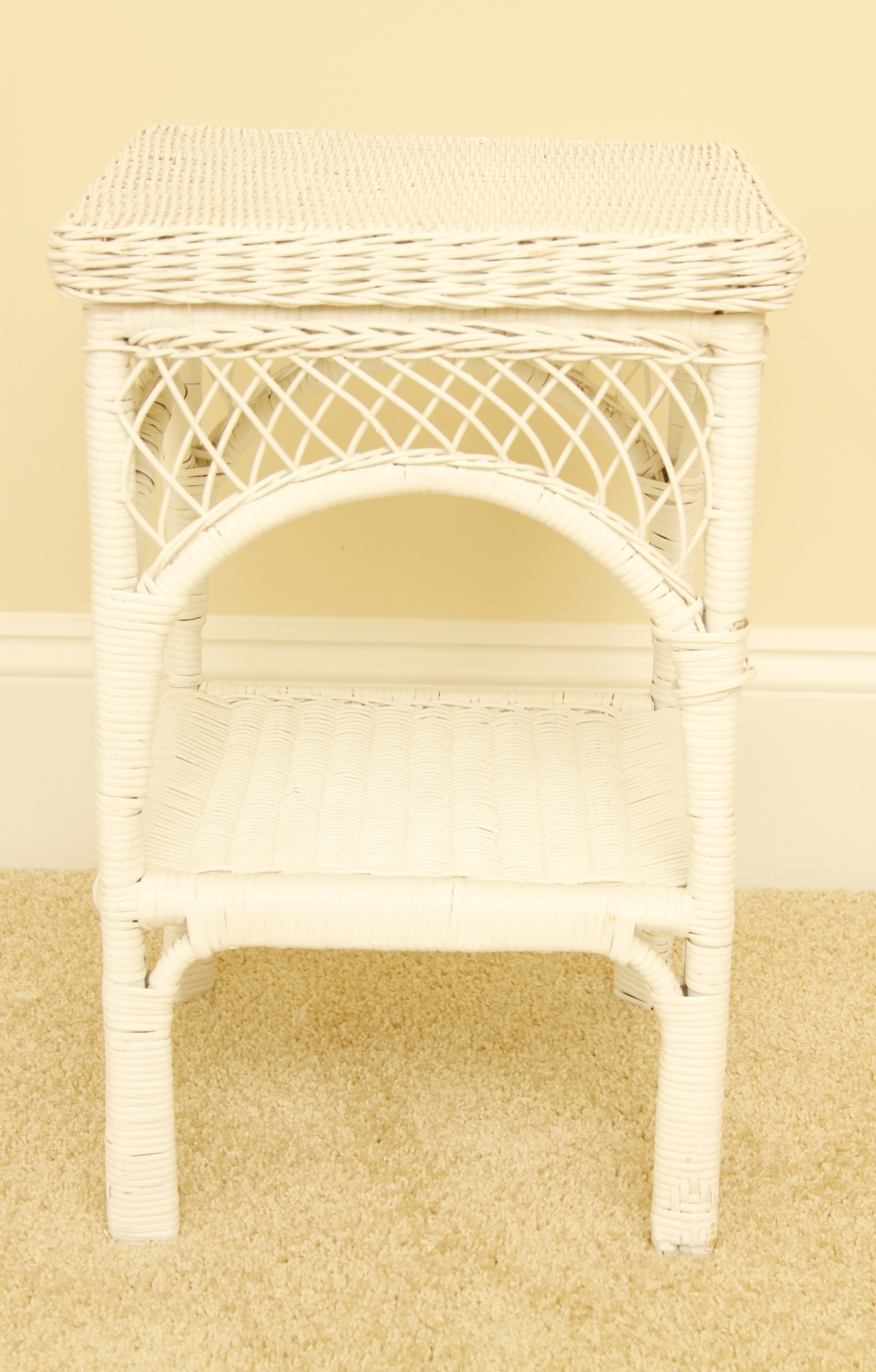 Vintage White Wicker Side Tables EBTH