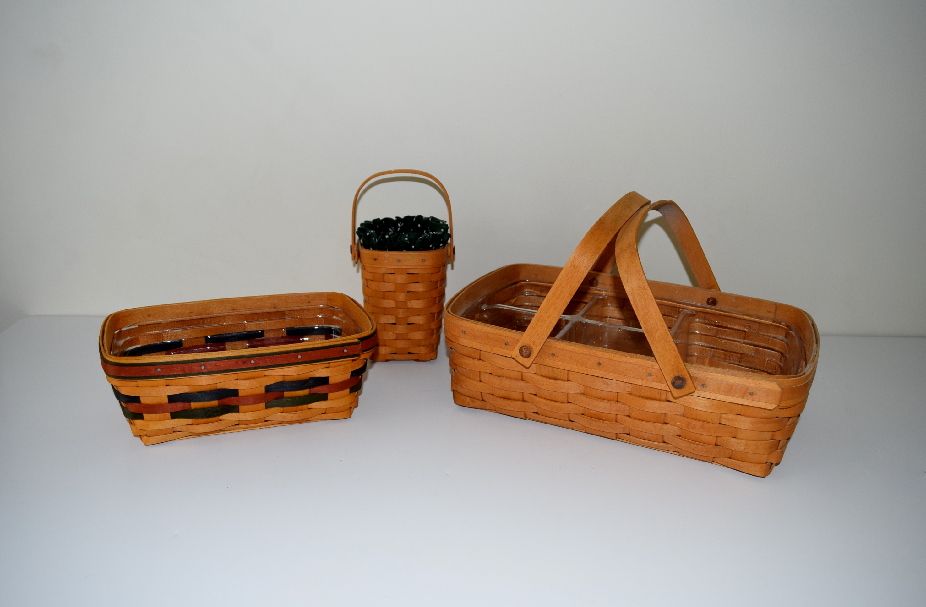 Three Longaberger Baskets with Inserts EBTH