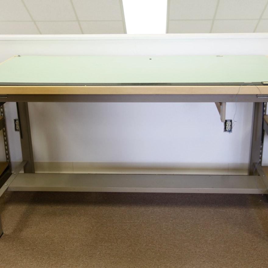 Mayline Four Post Drafting Table And Straightedge Ebth Mayline Four Post Drafting Table And Straightedge