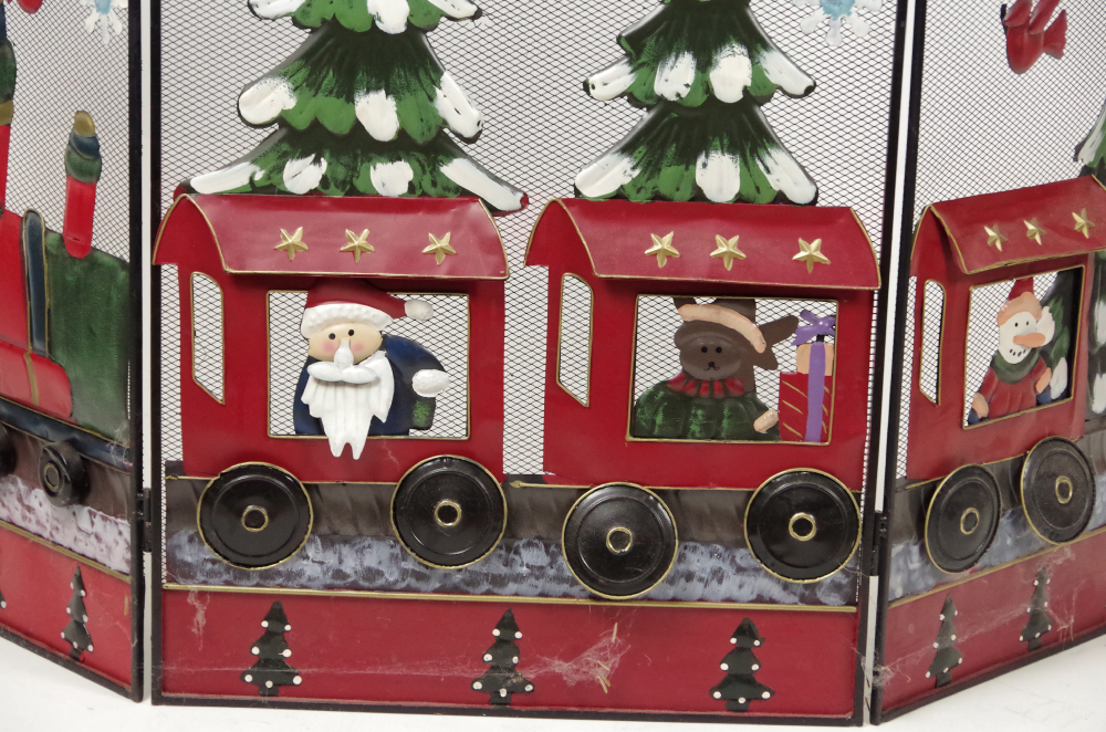 HandPainted Metal Christmas Fireplace Screen EBTH
