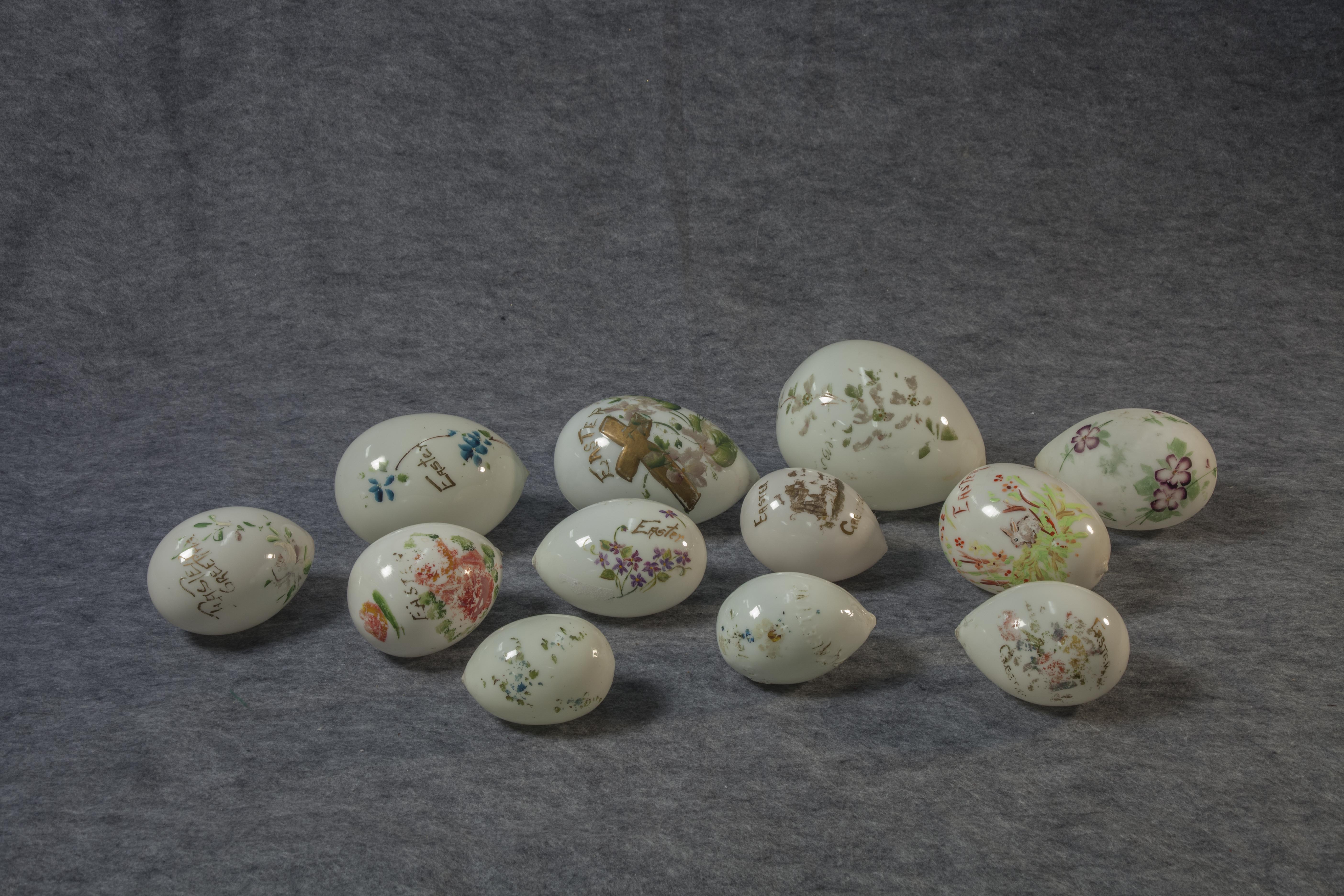 Collection of LargeSize Victorian Milk Glass Easter Eggs EBTH