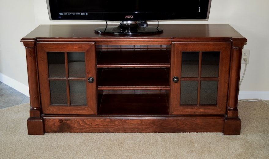Solid Wood Television And Component Cabinet Ebth