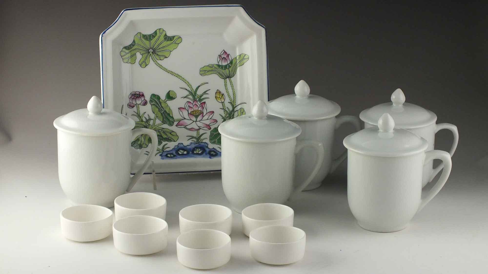 Pot De Creme Pots, French Butter Pats and Platter EBTH