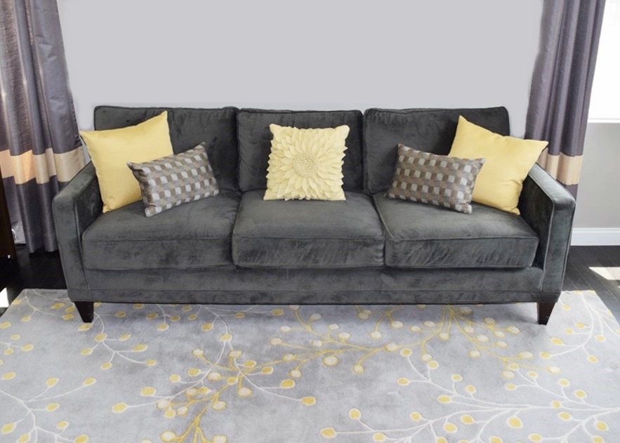 Plush Slate Gray Velour Sofa by Rowe Furniture EBTH