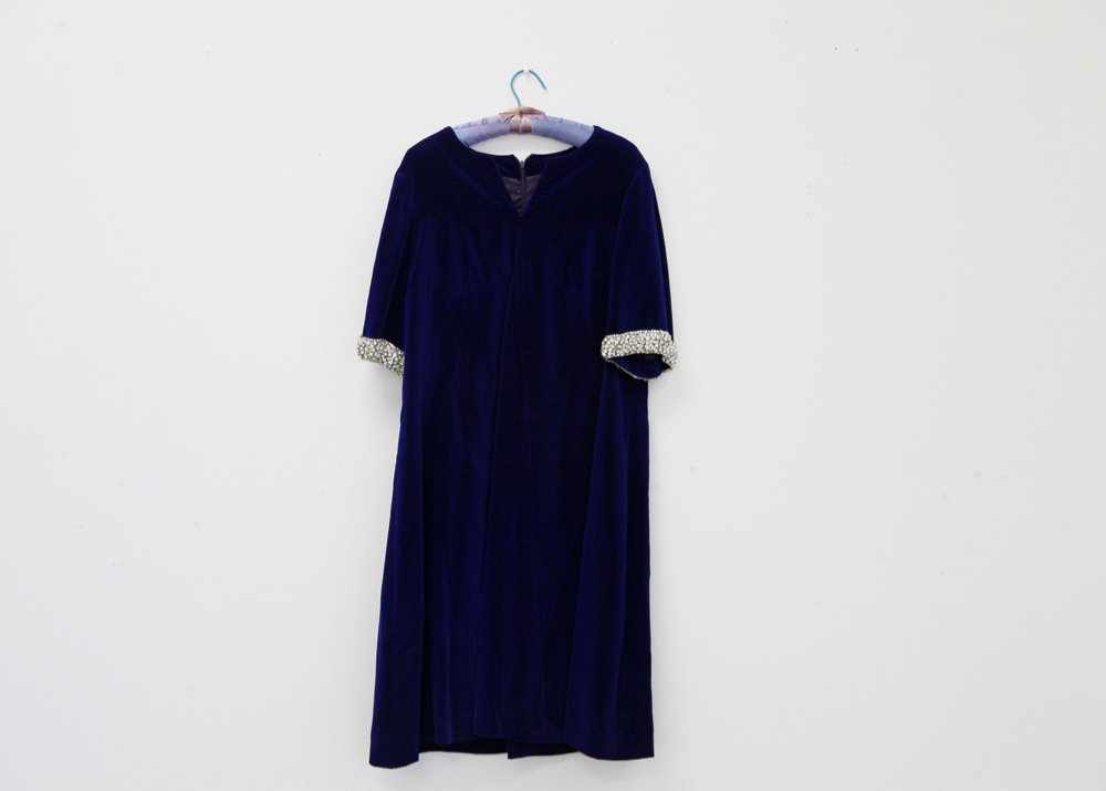 Vintage Blue Velvet Dress EBTH