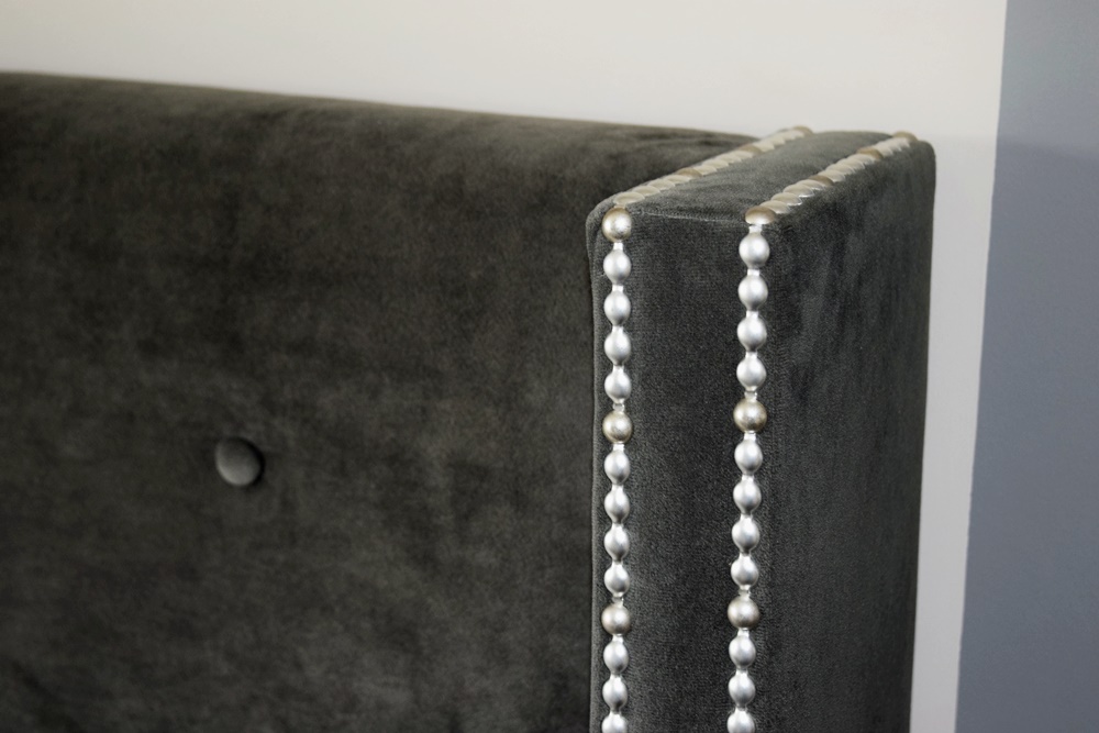 Elegant Velour Headboard and King Size Bed and Tailored Bedding EBTH