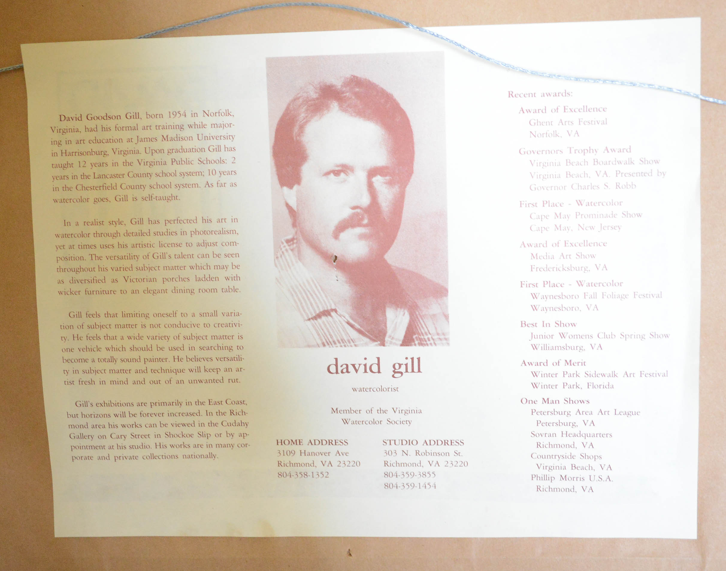 David Gill 1970s Richmond, VA Watercolor EBTH