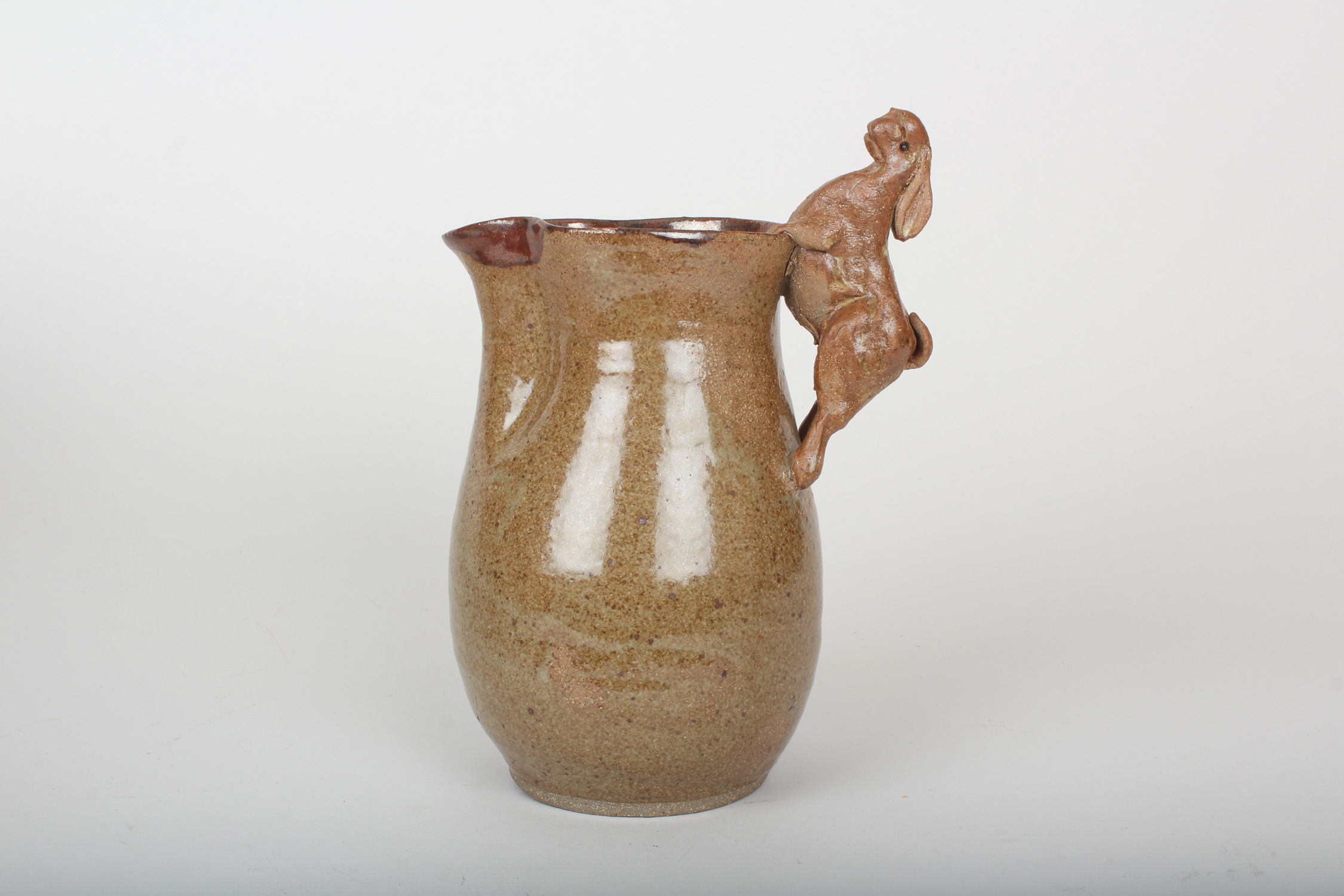 Handmade Ceramic Pitcher with Rabbit Handle | EBTH