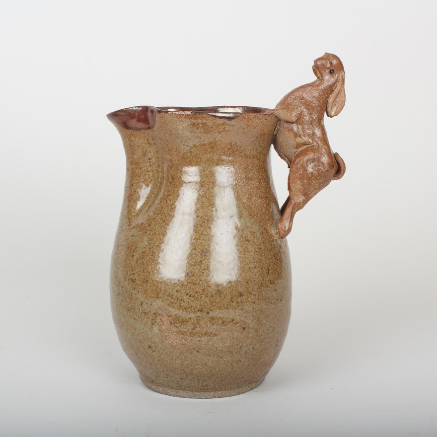 Handmade Ceramic Pitcher with Rabbit Handle | EBTH