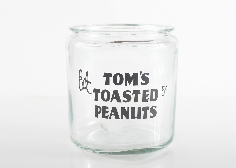 Vintage Tom's Roasted Peanuts Glass Store Display Jar EBTH