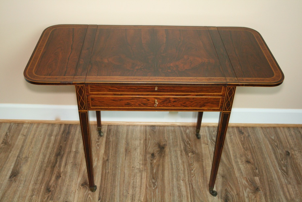 Antique Mahogany Game Table and Two Leather Upholstered Chairs EBTH
