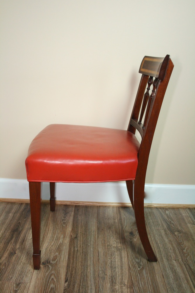 Antique Mahogany Game Table and Two Leather Upholstered Chairs EBTH