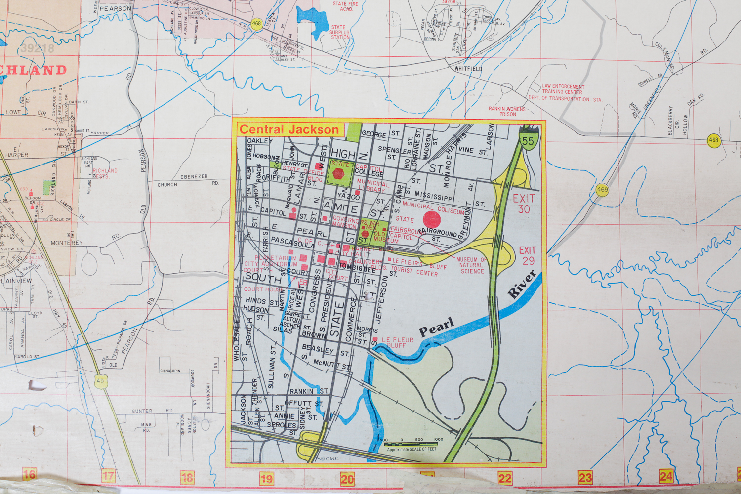 Vintage Jackson MS Map EBTH    MG 3414 