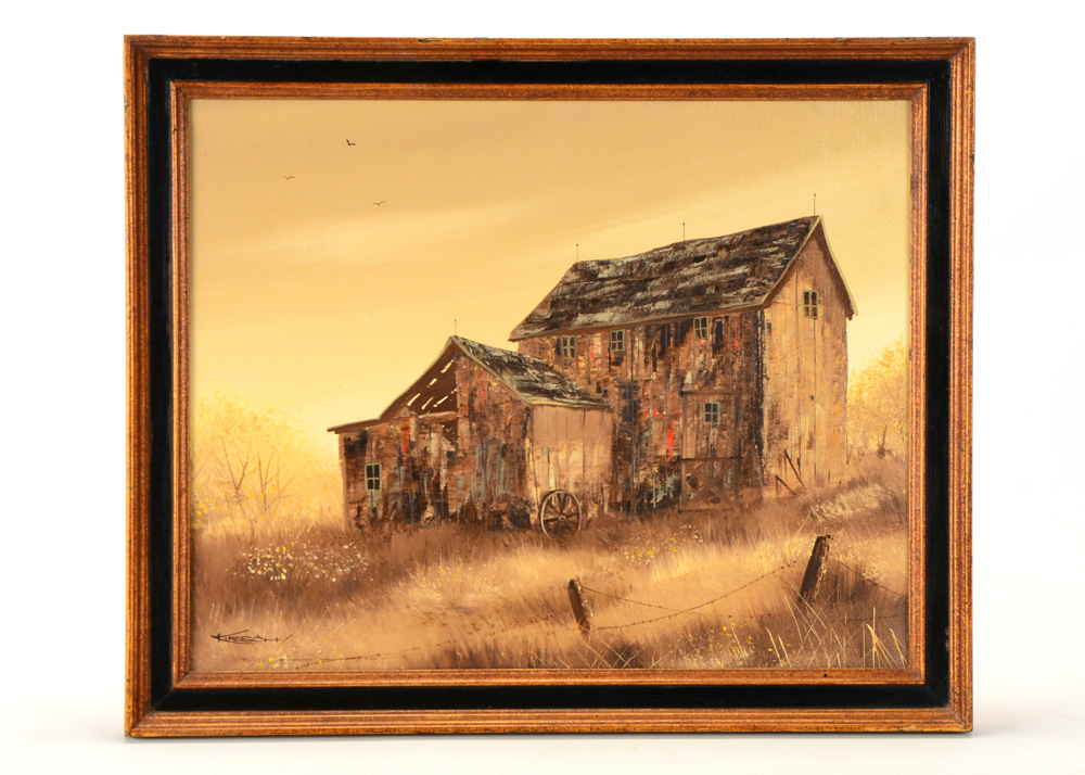 Original Oil Painting Of Old Barn Ebth