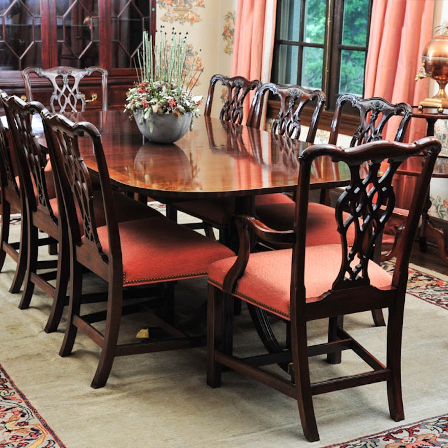 Mahogany Dining Table By Councill Craftsmen And Eight Chairs Ebth Mahogany Dining Table By Councill Craftsmen And Eight Chairs