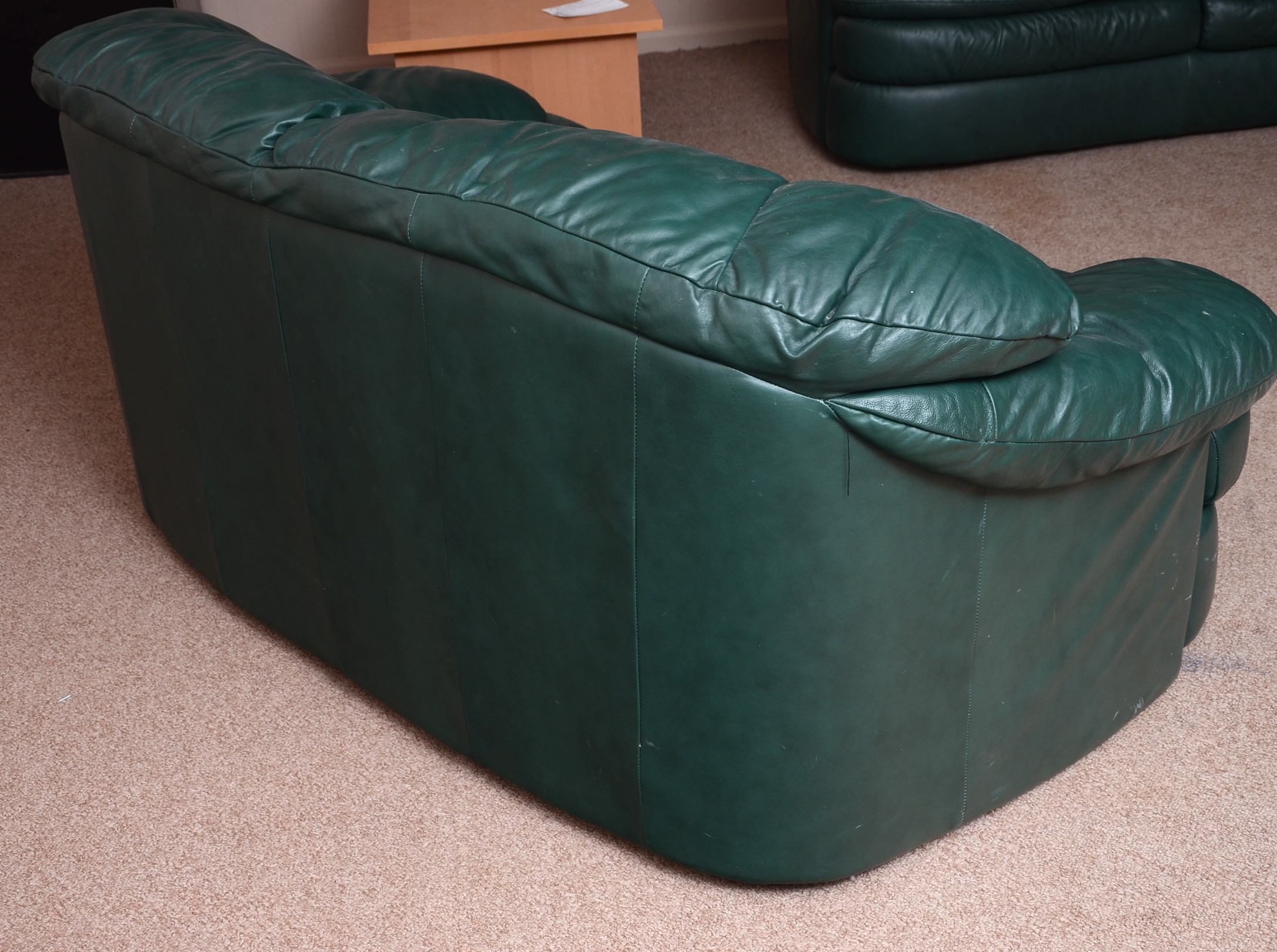 Green Leather Love Seat EBTH