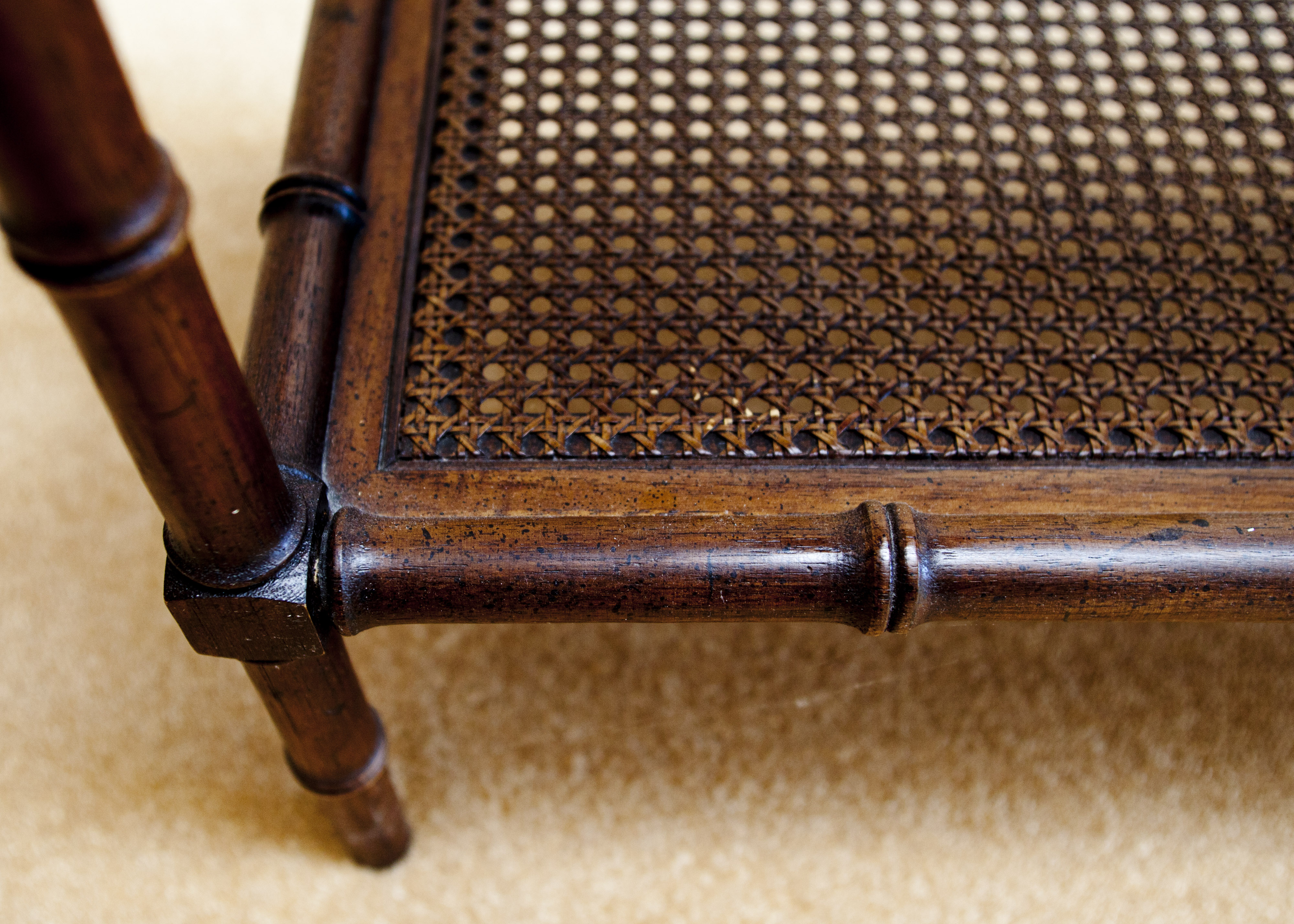 Vintage Faux Bamboo Console Table with Cane Shelf EBTH