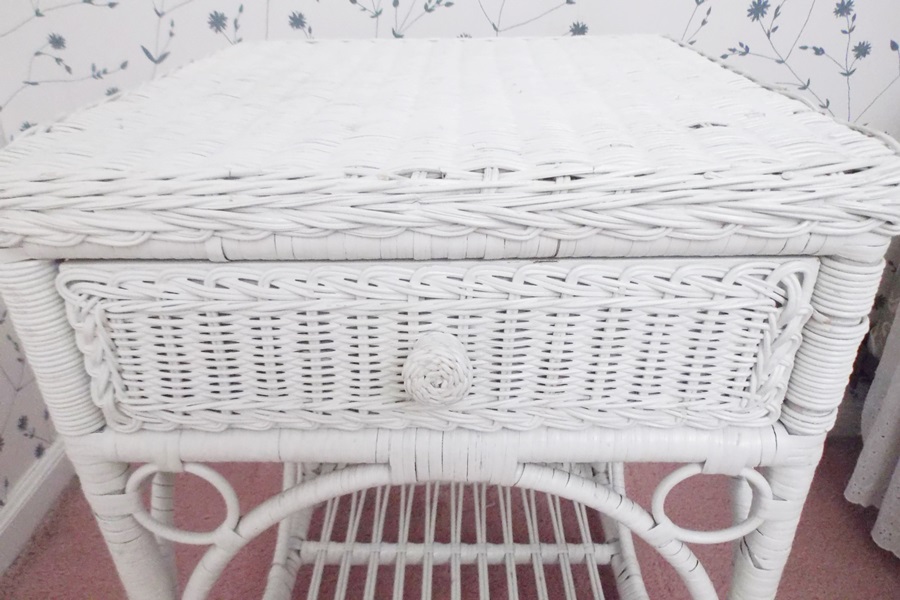 White Wicker Bedside Table EBTH