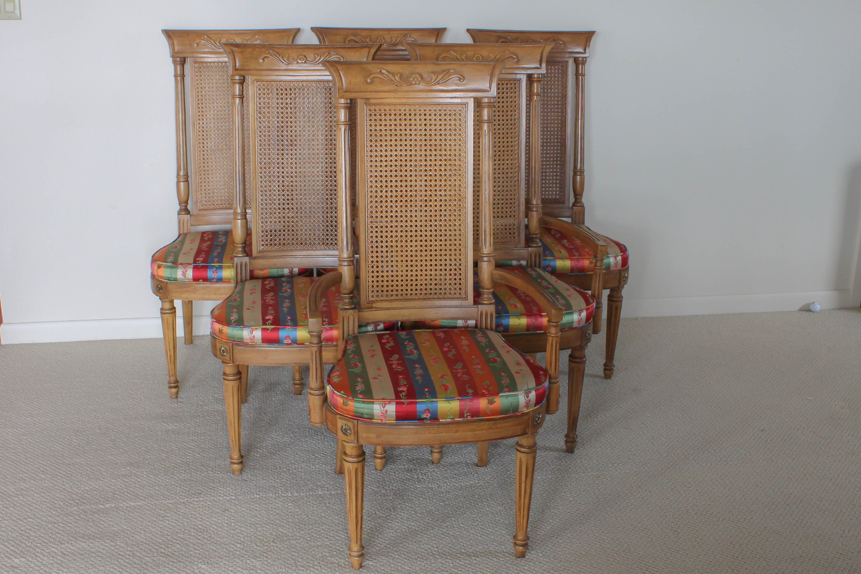 Set Of Thomasville Cane Back Dining Chairs Ebth