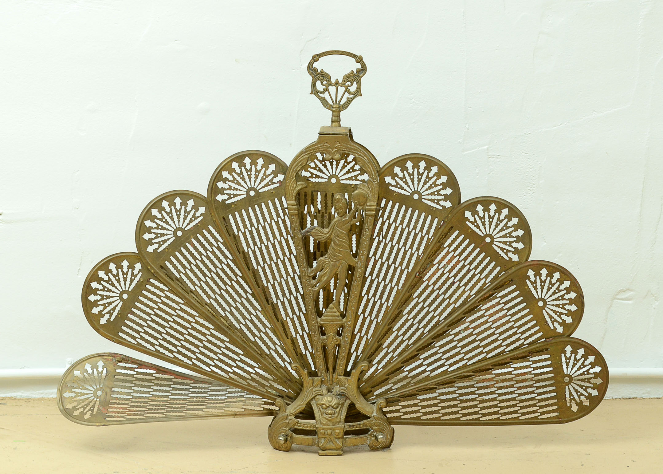 Victorian Revival Folding Brass Fireplace Screen Ebth